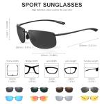 JIM HALO Polarized Sport Sunglasses for Men Women TR90 Rimless Frame for Running Fishing Cycling Driving Grey