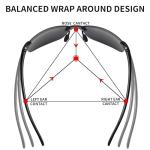 JIM HALO Polarized Sport Sunglasses for Men Women TR90 Rimless Frame for Running Fishing Cycling Driving Grey