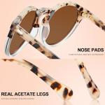 CARFIA Retro Polarized Sunglasses for Women UV Protection Acetate Classic Vintage Style Round Shades