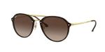 Ray-Ban RB4292N Blaze Double Bridge Square Sunglasses, Light Havana/Brown Gradient Dark Brown, 62 mm