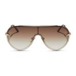 DIFF Imani Designer Oversized Shield Sunglasses for Women | Gold + Brown Gradient | 100% UVA/UVB Protection
