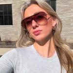 DIFF Imani Designer Oversized Shield Sunglasses for Women | Gold + Brown Gradient | 100% UVA/UVB Protection