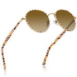 CARFIA Retro Round Polarized Sunglasses for Women UV Protection Acetate Arms Metal Frame Driving Glasses