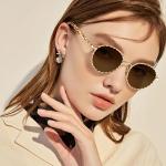 CARFIA Retro Round Polarized Sunglasses for Women UV Protection Acetate Arms Metal Frame Driving Glasses