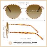 CARFIA Retro Round Polarized Sunglasses for Women UV Protection Acetate Arms Metal Frame Driving Glasses