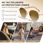 CARFIA Retro Round Polarized Sunglasses for Women UV Protection Acetate Arms Metal Frame Driving Glasses