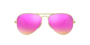 Ray-Ban Unisex RB3025 Classic Mirrored Aviator Sunglasses, Matte Gold/Green Mirrored Fuchsia, 58 mm