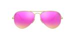 Ray-Ban Unisex RB3025 Classic Mirrored Aviator Sunglasses, Matte Gold/Green Mirrored Fuchsia, 58 mm