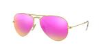 Ray-Ban Unisex RB3025 Classic Mirrored Aviator Sunglasses, Matte Gold/Green Mirrored Fuchsia, 58 mm