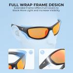 KastKing Hiwassee Polarized Sport Sunglasses for Men and Women, Matte Black Frame,Amber Base Scarlet Mirror