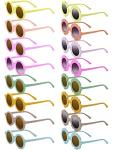 Dunzy 16 Pairs Kids Sunglasses Cute Round Flower Sunglasses groovy party favors for Toddler Girls Boys Beach Party, Aged 3-10(Bright Color)