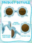 Dunzy 16 Pairs Kids Sunglasses Cute Round Flower Sunglasses groovy party favors for Toddler Girls Boys Beach Party, Aged 3-10(Bright Color)