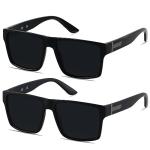 LYZOIT Square Sunglasses for Men Women Oversized Big UV Protection Shades Super Dark Black Sun glasses sensitive eyes