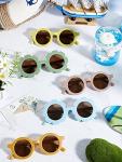 Dunzy 16 Pairs Kids Sunglasses Cute Round Flower Sunglasses groovy party favors for Toddler Girls Boys Beach Party, Aged 3-10(Bright Color)