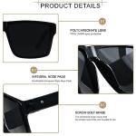 LYZOIT Square Sunglasses for Men Women Oversized Big UV Protection Shades Super Dark Black Sun glasses sensitive eyes