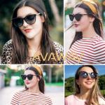 AVAWAY Acetate Polarized Sunglasses Womens Trendy UV Protection Brown Tortoise Round Sun Shades Vintage Ladies Sunnies
