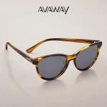 AVAWAY Acetate Polarized Sunglasses Womens Trendy UV Protection Brown Tortoise Round Sun Shades Vintage Ladies Sunnies