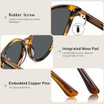 AVAWAY Acetate Polarized Sunglasses Womens Trendy UV Protection Brown Tortoise Round Sun Shades Vintage Ladies Sunnies