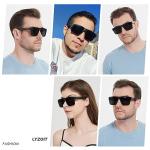 LYZOIT Square Sunglasses for Men Women Oversized Big UV Protection Shades Super Dark Black Sun glasses sensitive eyes
