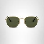 Ray-Ban Unisex RB3548N Hexagonal Flat Lens Hexagonal Sunglasses, Gold/G-15 Green Polarized, 51 mm