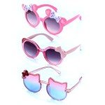 3Pcs Kids Sunglasses Polarized UV Protection | Lovely Pink Heart Girls Sunglasses Kitty Age 2-10 Baby Toddlers With Beautiful Box For Gift (Style 1)