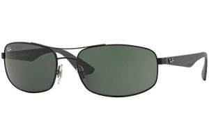 Ray-Ban Mens RB3527 Rectangular Sunglasses, Matte Black/Dark Green, 61 mm