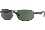 Ray-Ban Mens RB3527 Rectangular Sunglasses, Matte Black/Dark Green, 61 mm