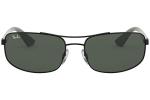 Ray-Ban Mens RB3527 Rectangular Sunglasses, Matte Black/Dark Green, 61 mm
