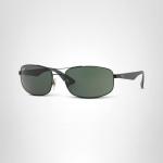 Ray-Ban Mens RB3527 Rectangular Sunglasses, Matte Black/Dark Green, 61 mm