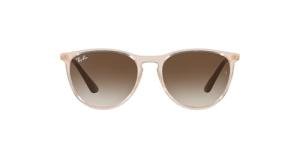 Ray-Ban Junior RJ9060S Erika Round Sunglasses, Transparent Light Brown/Brown Gradient, 50 mm