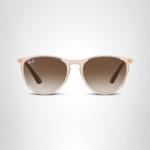 Ray-Ban Junior RJ9060S Erika Round Sunglasses, Transparent Light Brown/Brown Gradient, 50 mm