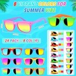 GIFTINBOX Kids Sunglasses Bulk Party Favors For Kids 3-5 4-8, 24Pack Neon Sunglasses For Kids Boys Girls with UV400 Protection, Pool Beach Party Favors Great Gift for Birthday Party