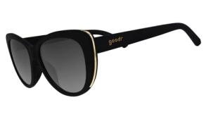 goodr It's Noir, Darling Polarized Sunglasses, Medium Sized (Glam G), Black Solid Frames with Black Gradient Lenses, Light Gold Accents, UV400 Protection, No Slip, No Bounce