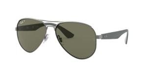 Ray-Ban Mens RB3523 Aviator Sunglasses, Matte Gunmetal/Polarized Green, 59 mm