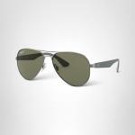 Ray-Ban Mens RB3523 Aviator Sunglasses, Matte Gunmetal/Polarized Green, 59 mm