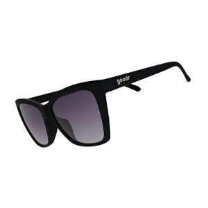 goodr New Wave Renegade Polarized Sunglasses, Medium Sized (Glam G), Black Solid Cat-Eye Frames with Black Gradient Lenses, Dark to Light Tint, UV400 Protection, No Slip, No Bounce