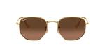 Ray-Ban Unisex RB3548N Hexagonal Flat Lens Hexagonal Sunglasses, Gold/Brown Gradient Grey, 54 mm