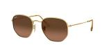 Ray-Ban Unisex RB3548N Hexagonal Flat Lens Hexagonal Sunglasses, Gold/Brown Gradient Grey, 54 mm