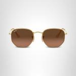Ray-Ban Unisex RB3548N Hexagonal Flat Lens Hexagonal Sunglasses, Gold/Brown Gradient Grey, 54 mm
