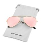 Gleyemor Kids Polarized Aviator Sunglasses for Little Girls Boys Age 3-8 (Gold/Pink Mirror)