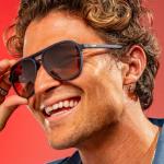 goodr Frequent Skymall Shoppers Polarized Aviator Sunglasses, Large Sized (Mach G), Navy Frame with Amber Gradient Lens, Dark to Light Tint, UV400 Protection, No Slip, No Bounce