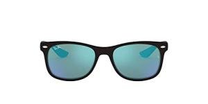 Ray-Ban unisex child RJ9052sf New Wayfarer Asian Fit Sunglasses, Matte Black/Blue Flash, 50 mm US