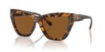Michael Kors MK2211U Dubai Universal Fit Sunglasses, Dark Tortoise/Amber Solid, 57 mm