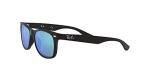 Ray-Ban unisex child RJ9052sf New Wayfarer Asian Fit Sunglasses, Matte Black/Blue Flash, 50 mm US