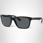 Ray-Ban Mens RB4181 Square Sunglasses, Black/Dark Grey, 57 mm