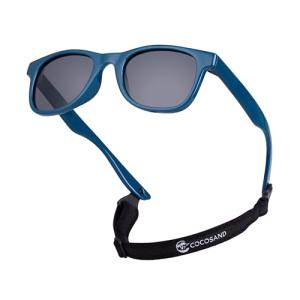 COCOSAND Toddler Baby Sunglasses with Strap Polarized Flexible Square Frame UV400 Protection for Kids Girl Boy Age 2-6, Navy Blue