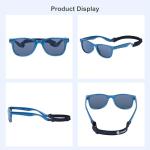 COCOSAND Toddler Baby Sunglasses with Strap Polarized Flexible Square Frame UV400 Protection for Kids Girl Boy Age 2-6, Navy Blue