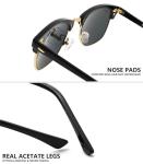 Pro Acme Semi-Rimless Frame Square Sunglasses for Men Women 100% Real Glass Lens(A01 Black Gold Frame/Grey Lens)
