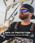 maivnz Floating Polarized Fishing Sunglasses For Men Surfing Kayaking UV Protection Unsinkable Water Sport Sun Glasses MZ871 (Black/Blue)