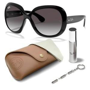 Ray-Ban RB4098 JACKIE OHH II Butterfly Shaped Non-Polarized Sunglasses for Women – Includes Official RAYBAN Eyewear Kit – Ideal Formal & Casual Wear Sunglasses – Grey Gradient Lens